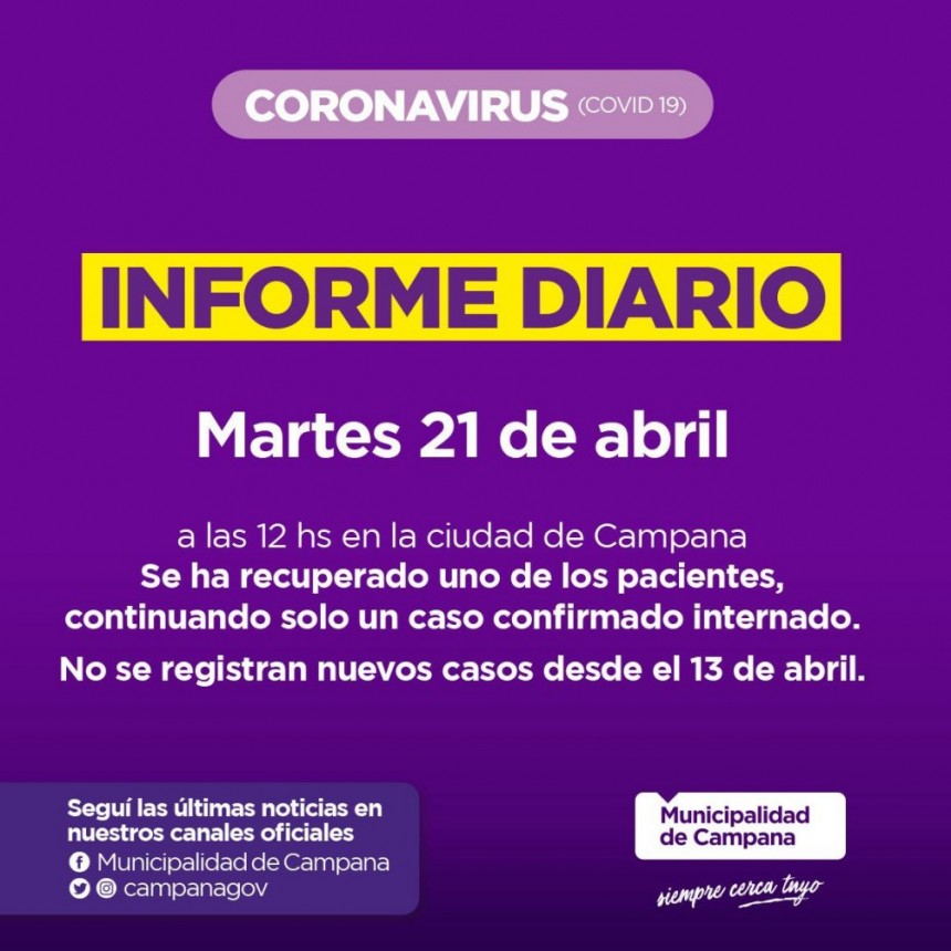 Informe emitido por la Secretar&iacute;a de Salud de la Municipalidad de Campana