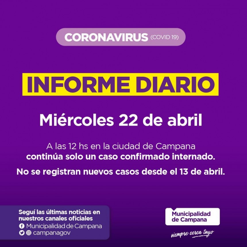 Informe emitido por la Secretar&iacute;a de Salud de la Municipalidad de Campana