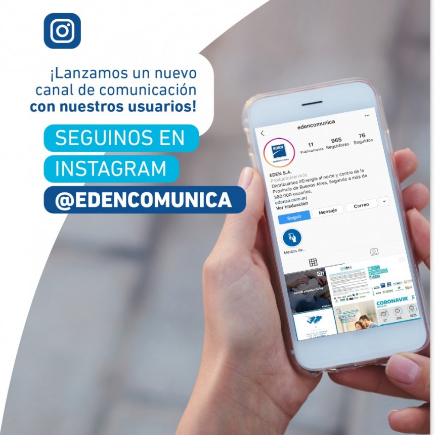 EDEN lanza Instagram, un nuevo canal de informaci&oacute;n para los usuarios