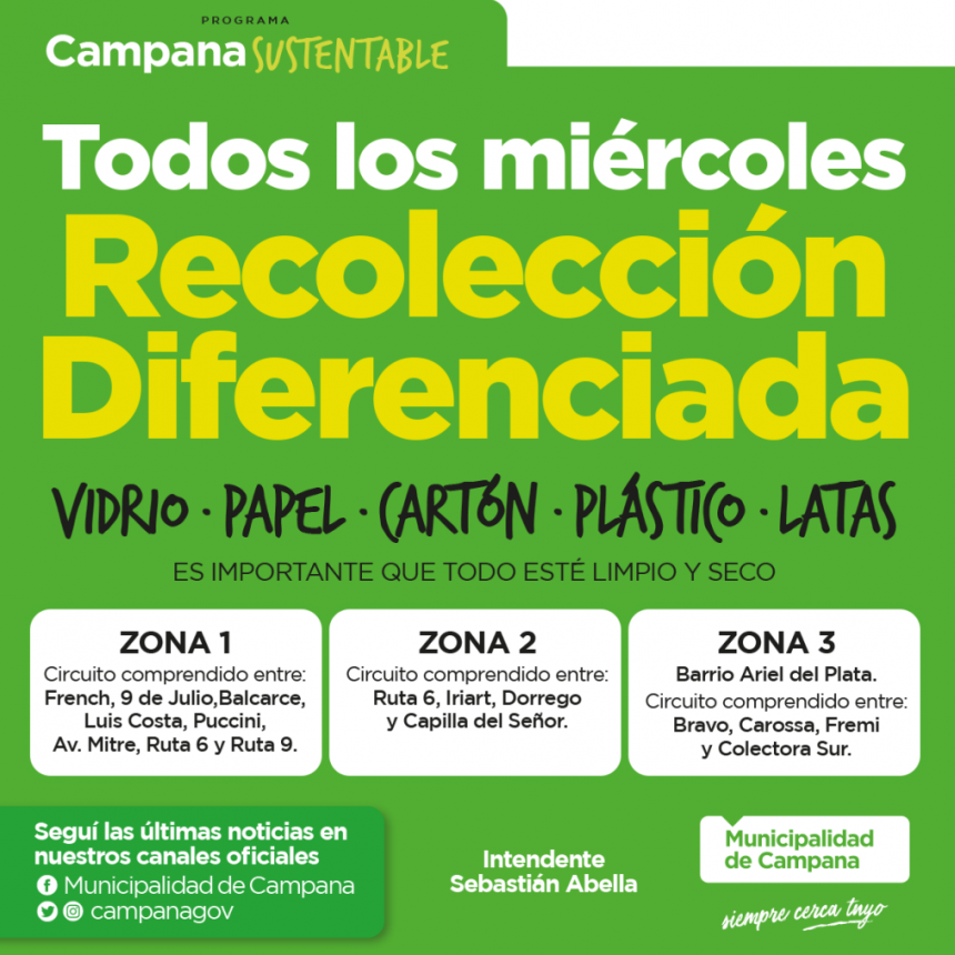Este miércoles comienza la recolección diferenciada de residuos 