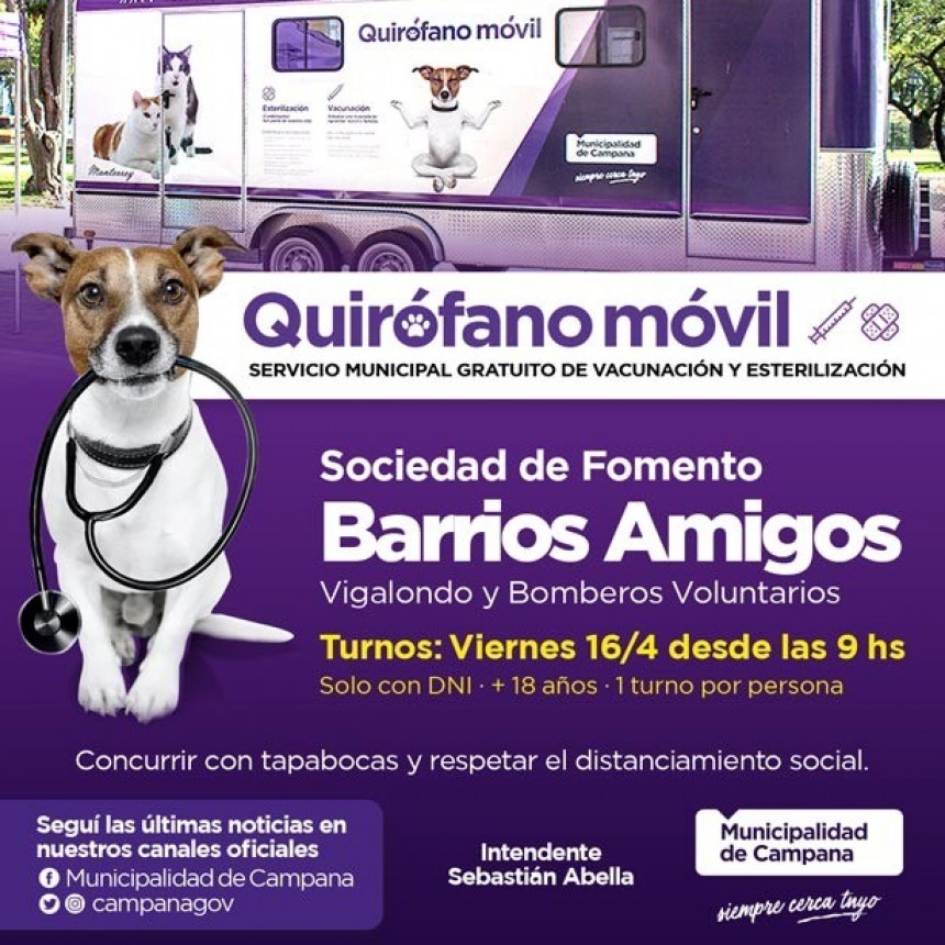 El quirófano móvil visitará Barrios Amigos