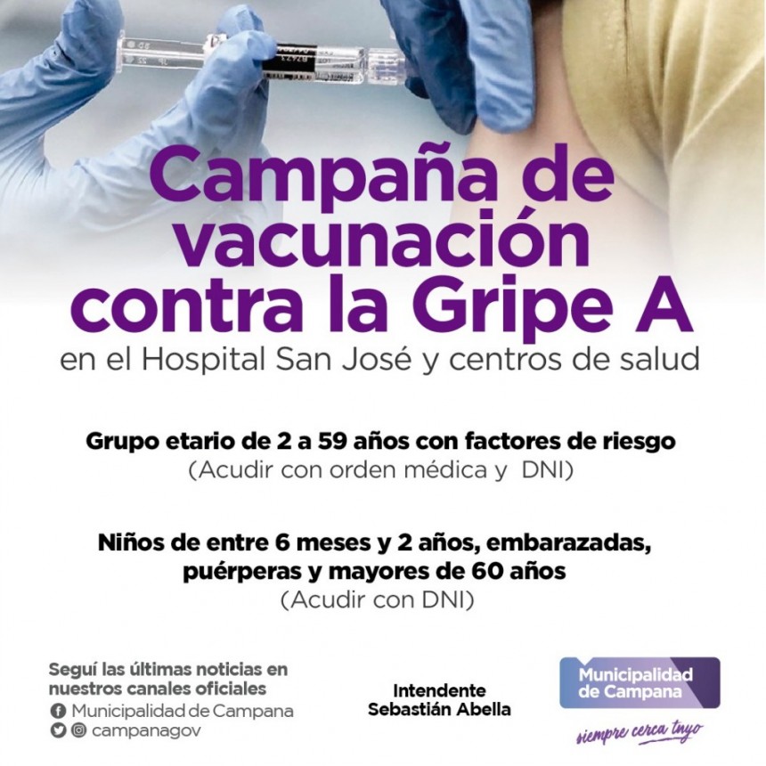 La vacuna contra la Gripe A está disponible para todos los grupos etarios 