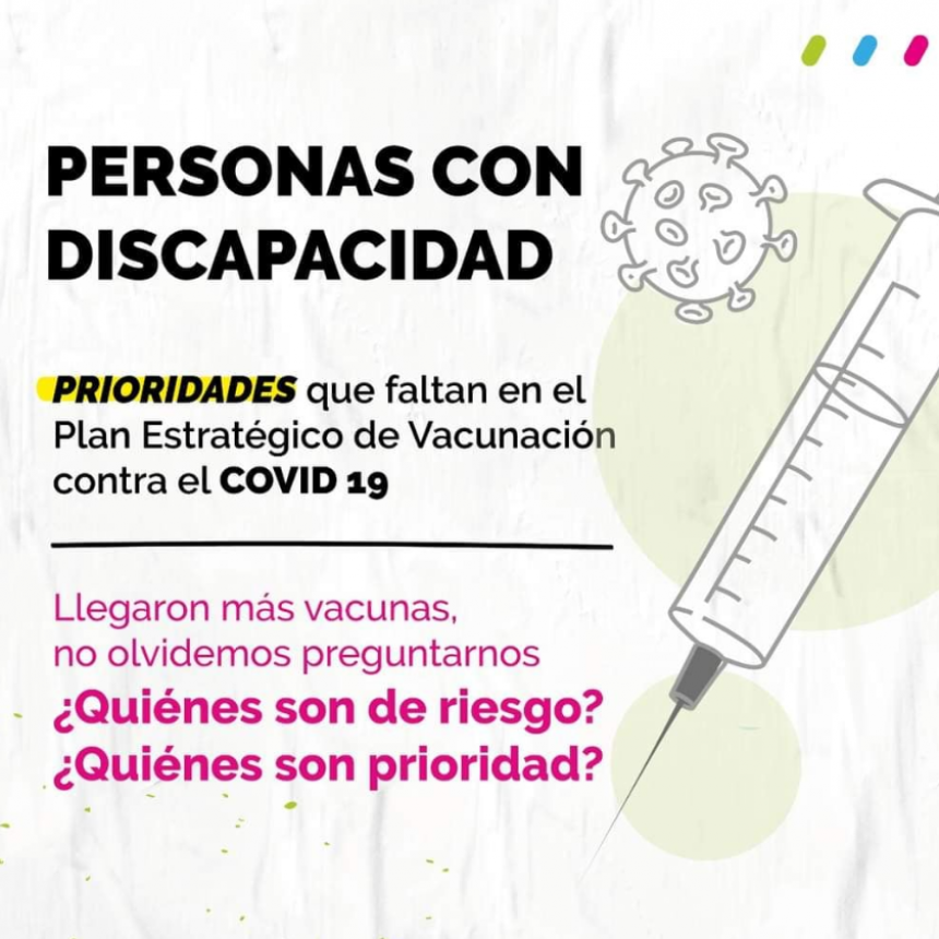 Desde la UCR Evolución aseguran que llegan más vacunas y las personas con discapacidad continúan olvidadas.