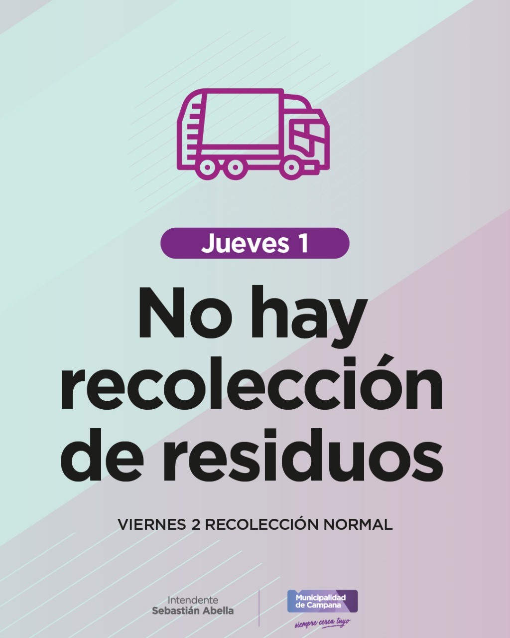 Este jueves no habrá recolección domiciliaria de residuos