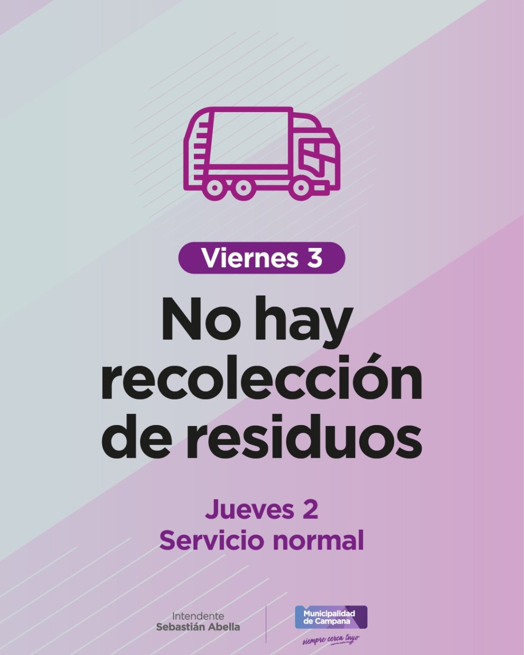 El Viernes Santo no habr&aacute; recolecci&oacute;n de residuos domiciliarios