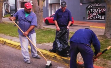 Personal Municipal realiz&oacute; tareas de acondicionamiento en parterres de Bv. Lavalle