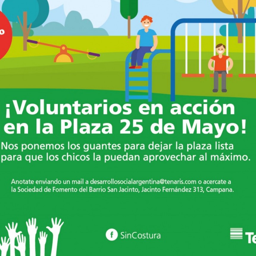 La plaza del barrio San Jacinto se prepara para recibir al programa de Voluntarios en Acci&oacute;n de Tenaris 