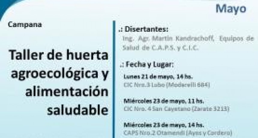 Campana, Barrio 9 de Julio: taller de Huerta agroecol&oacute;gica y alimentaci&oacute;n saludable