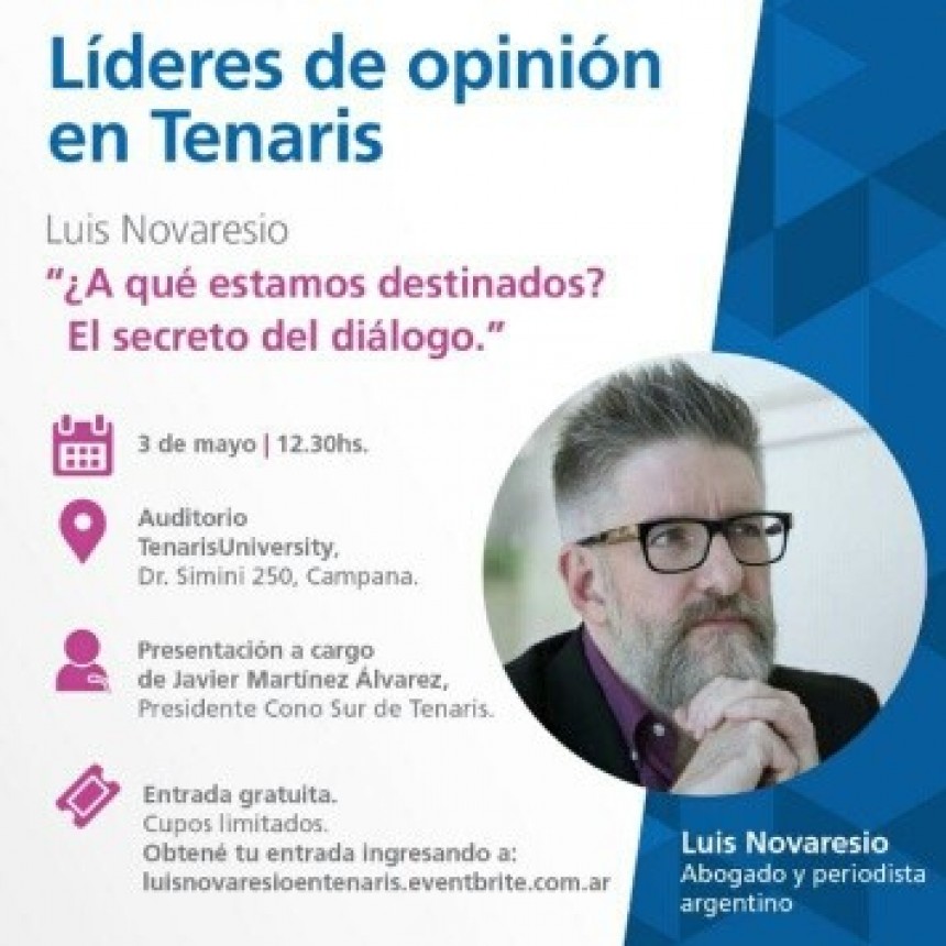 Luis Novaresio brindar&aacute; una charla en  Auditorio Tenaris University