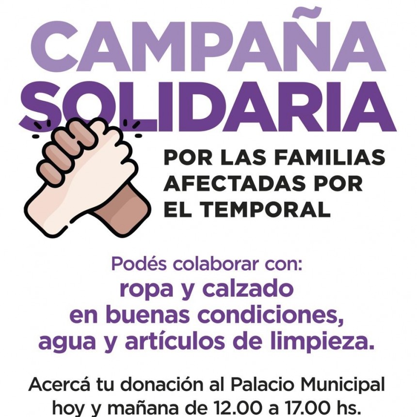 Campaña solidaria para ayudar a las familias afectadas por el temporal