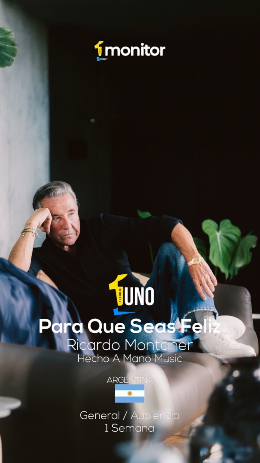 &iexcl;RICARDO MONTANER ARRASA!  #1 EN LOS CHARTS DE ARGENTINA  CON SU NUEVO TEMA  &ldquo;PARA QUE SEAS FELIZ&rdquo;