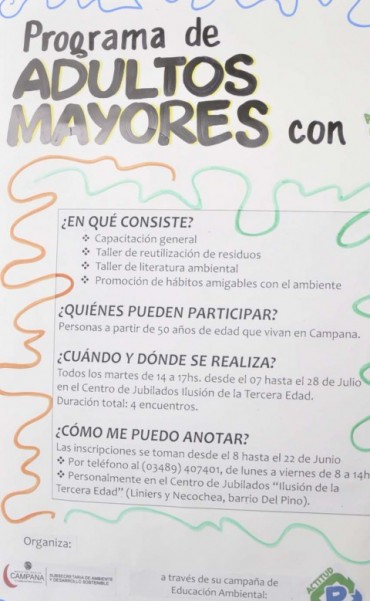Ambiente y Desarrollo Sostenible lanza un Programa para Adultos Mayores