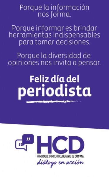 Saludos del Honorable Concejo Deliberante de Campana por el d&iacute;a del periodista