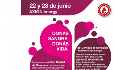 Axion invita a las Jornadas de Donaci&oacute;n Voluntaria de Sangre 