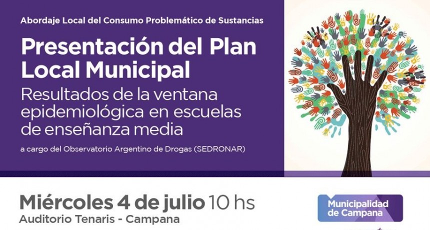 El Municipio presentar&aacute; el Plan Local sobre Consumo Problem&aacute;tico de Sustancias