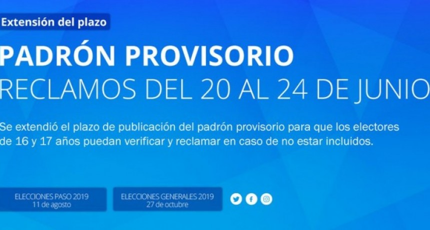  Extienden el plazo para que los j&oacute;venes de 16 y 17 a&ntilde;os consulten el padr&oacute;n electoral provisorio