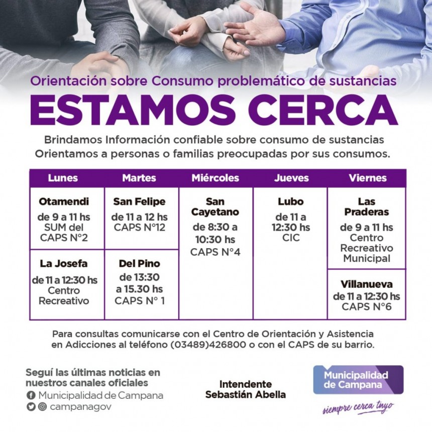 Lanzan una oficina itinerante para orientar sobre consumo problemático de sustancias