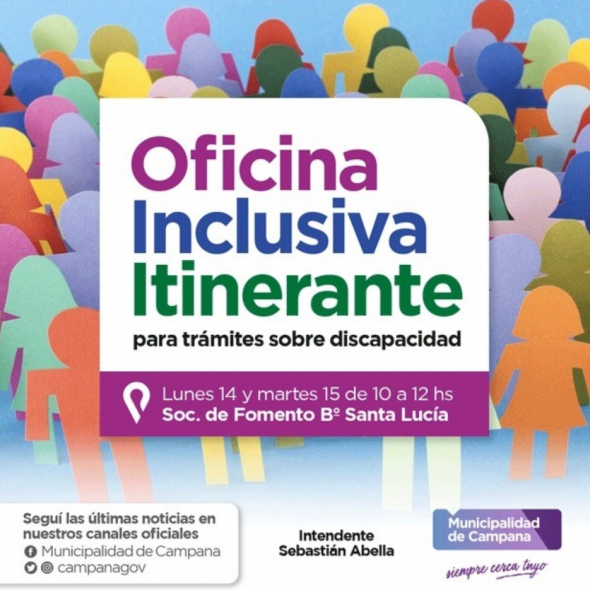 Santa Lucía recibirá la “Oficina Inclusiva” de la Dirección de Discapacidad 