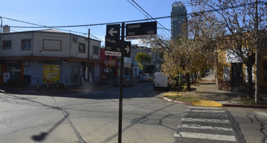 Cierran temporalmente el tránsito en la calle 9 de Julio para reparar la calzada