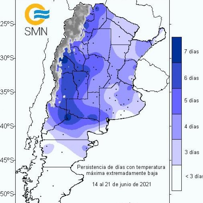 Ola de frío y persistencia de temperaturas bajas del 15 al 21 de junio de 2021  