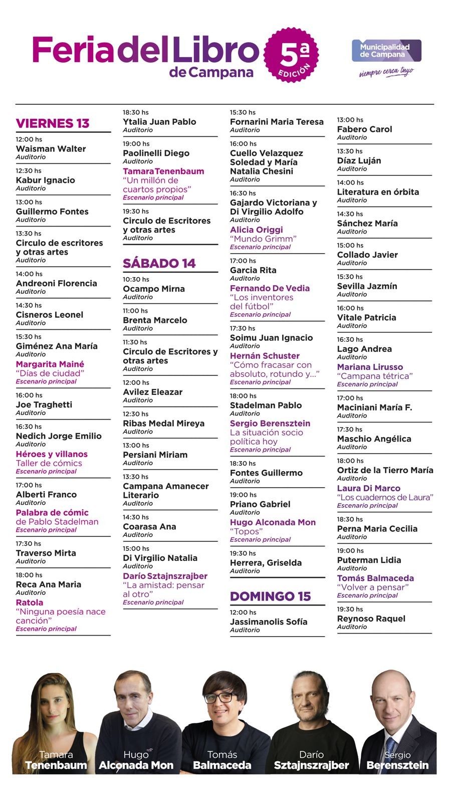 Feria del Libro de Campana: se presentarán más de 45 libros en el auditorio para escritores