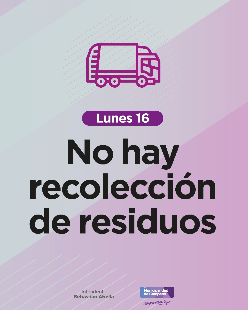 El lunes no habrá recolección domiciliaria de residuos