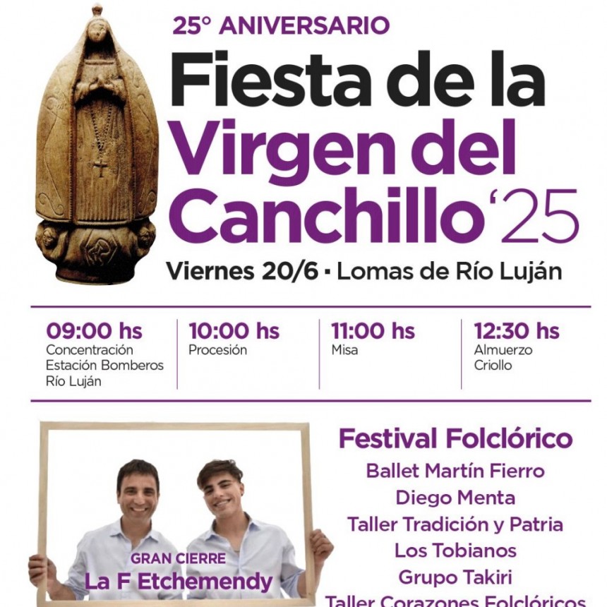 Con un gran evento popular, la Fiesta de la Virgen del Canchillo celebra su 25° aniversario