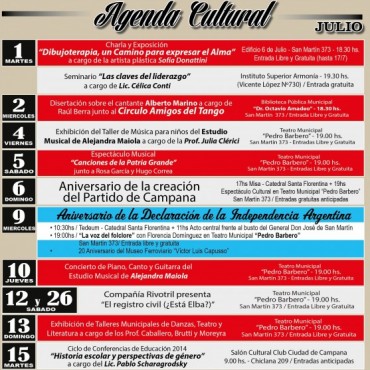 SE DIO A CONOCER LA AGENDA CULTURAL DEL MES DE JULIO