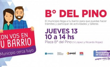 &ldquo;Con vos en tu barrio&rdquo; visitar&aacute; este jueves Del Pino
