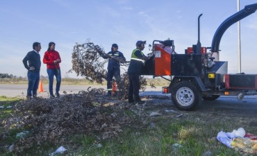 Limpian micro basurales al costado de la ruta 6