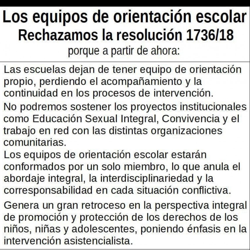 Los equipos de O.E rechazaron con una marcha la resoluci�n 1736/18