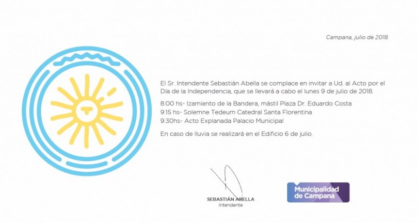 Se celebrará el 133° aniversario de la creación del partido de Campana