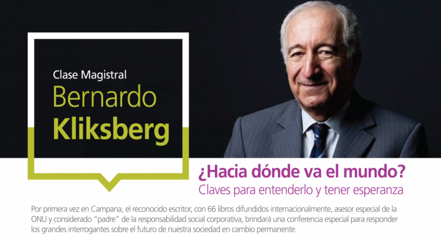 Bernardo Kliksberg brindar&aacute; una clase magistral en el Auditorio de Tenaris