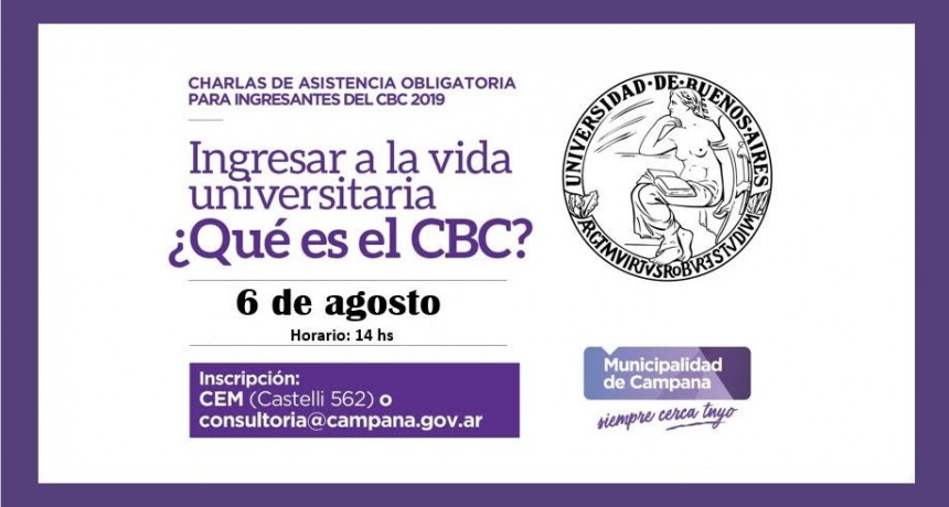 Se realizar&aacute; una charla obligatoria para ingresantes al CBC