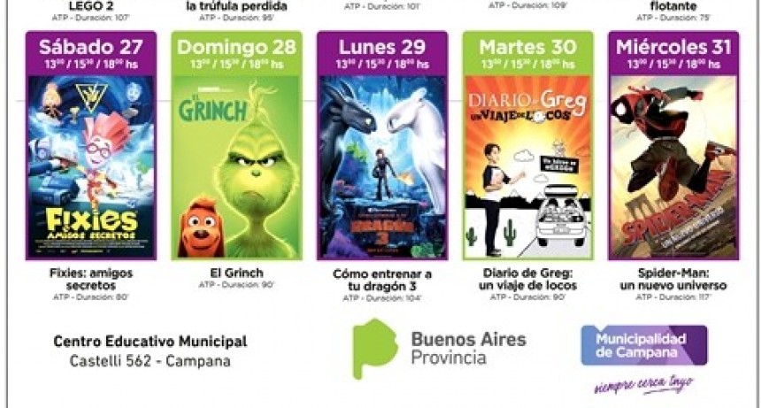 Vacaciones de invierno: hasta el mi&eacute;rcoles habr&aacute; cine gratuito en el CEM 