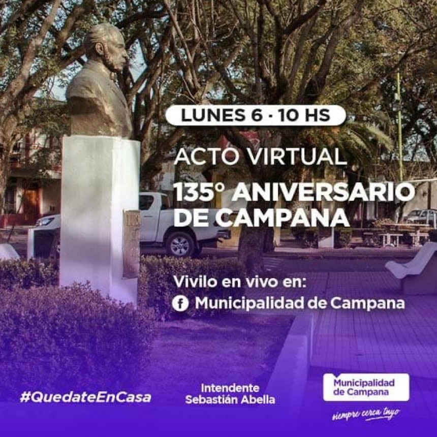 Con un acto virtual, la ciudad celebrará su 135° aniversario 
