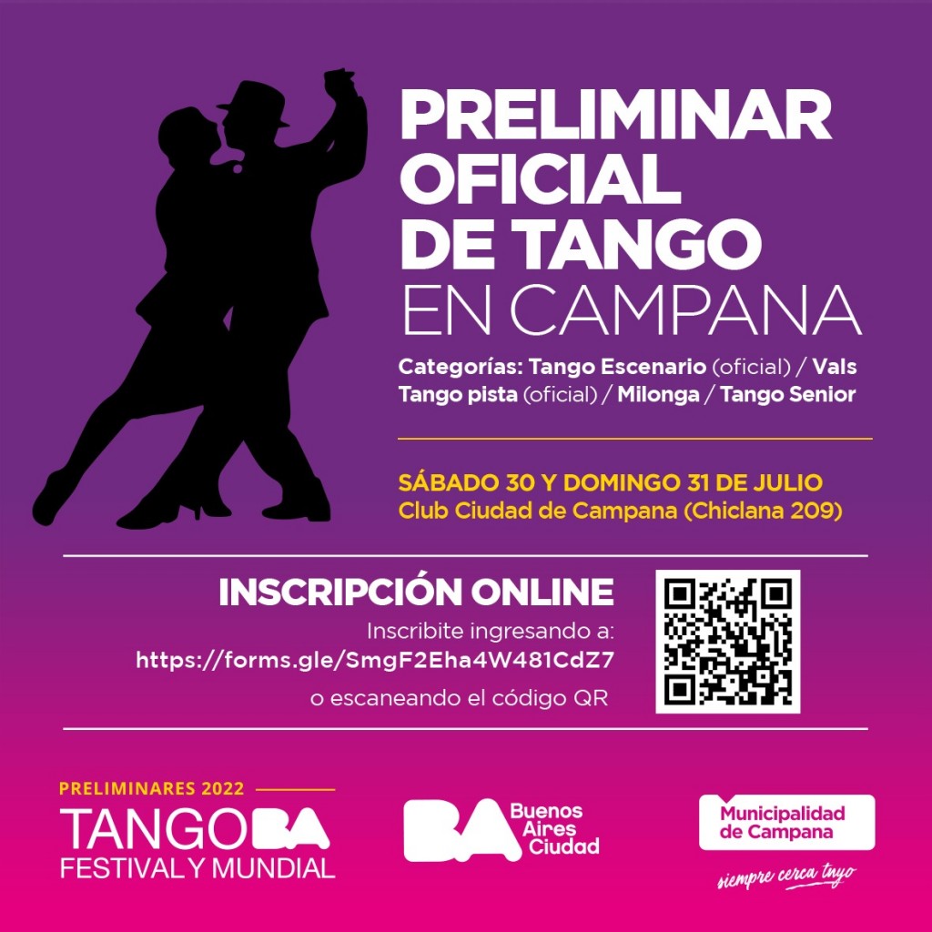 Campana será sede del Preliminar del Mundial de Tango 2022