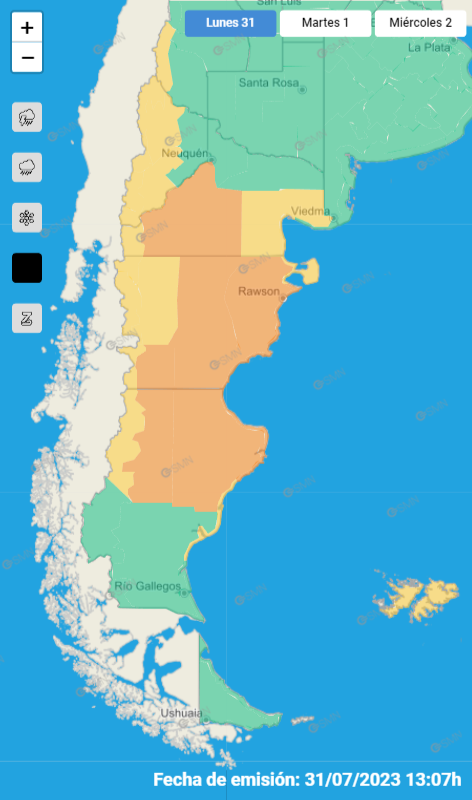 Alerta Rojo: viento fuerte y ráfagas para Patagonia