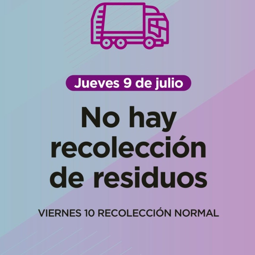 Este jueves feriado no habr&aacute; recolecci&oacute;n de residuos