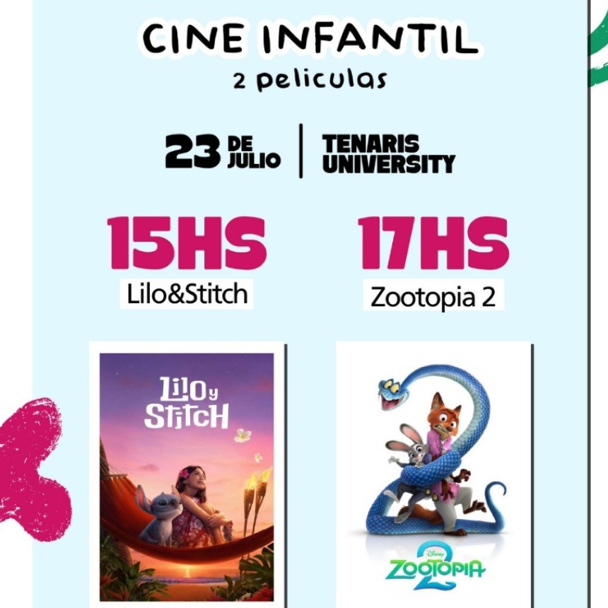 Tenaris invita a disfrutar de dos funciones de cine en estas vacaciones de invierno