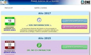 Los electores que no votaron en las PASO deber&aacute;n realizar la justificaci&oacute;n v&iacute;a web