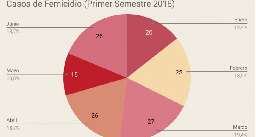En Argentina se cometieron 139 femicidios durante el primer semestre de 2018