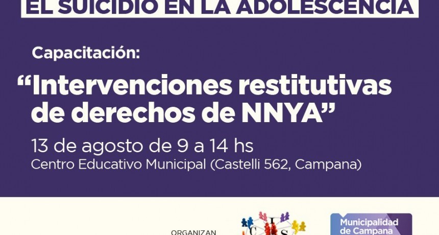 Se realizar&aacute; una capacitaci&oacute;n sobre el suicidio en la adolescencia
