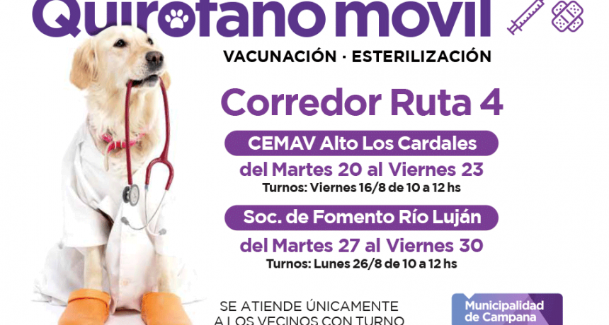 El quir&oacute;fano m&oacute;vil visitar&aacute; el corredor de Ruta 4  