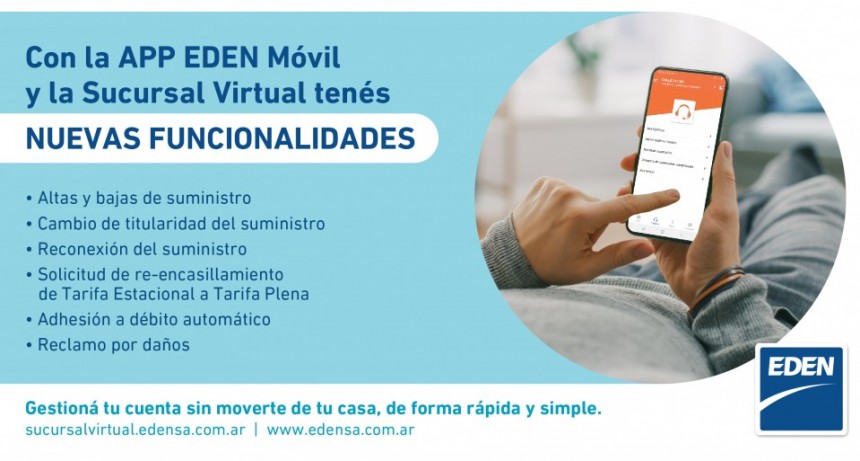 Nuevas funcionalidades en la App EDEN Móvil y la Sucursal Virtual