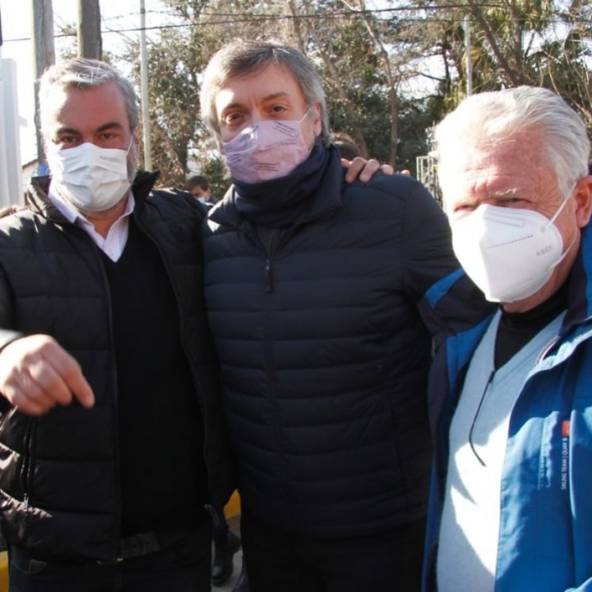 Romano junto a Máximo Kirchner  y Fernanda Raverta, en Derqui