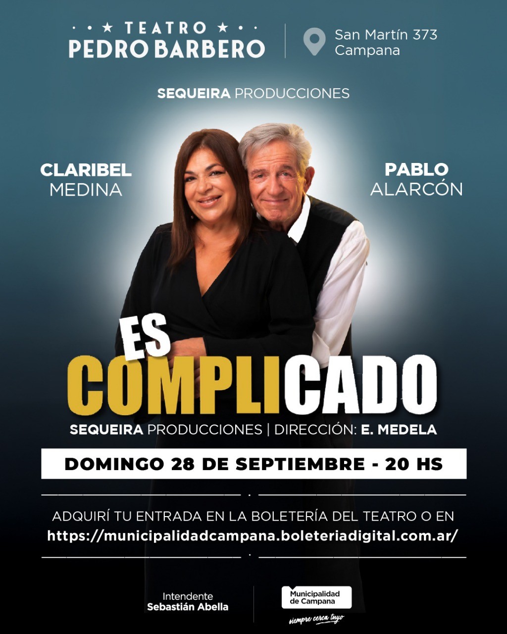 Claribel Medina y Pablo Alarcón llegan al Pedro Barbero con “Es Complicado”