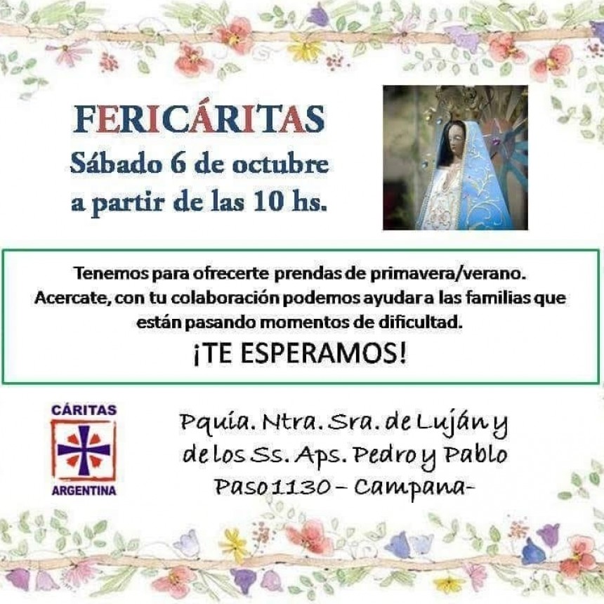 El 6 de octubre se realizar?&nbsp; FERIC�RITAS