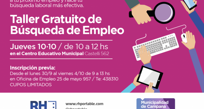  Se realizar&aacute; un taller gratuito sobre b&uacute;squeda de empleo