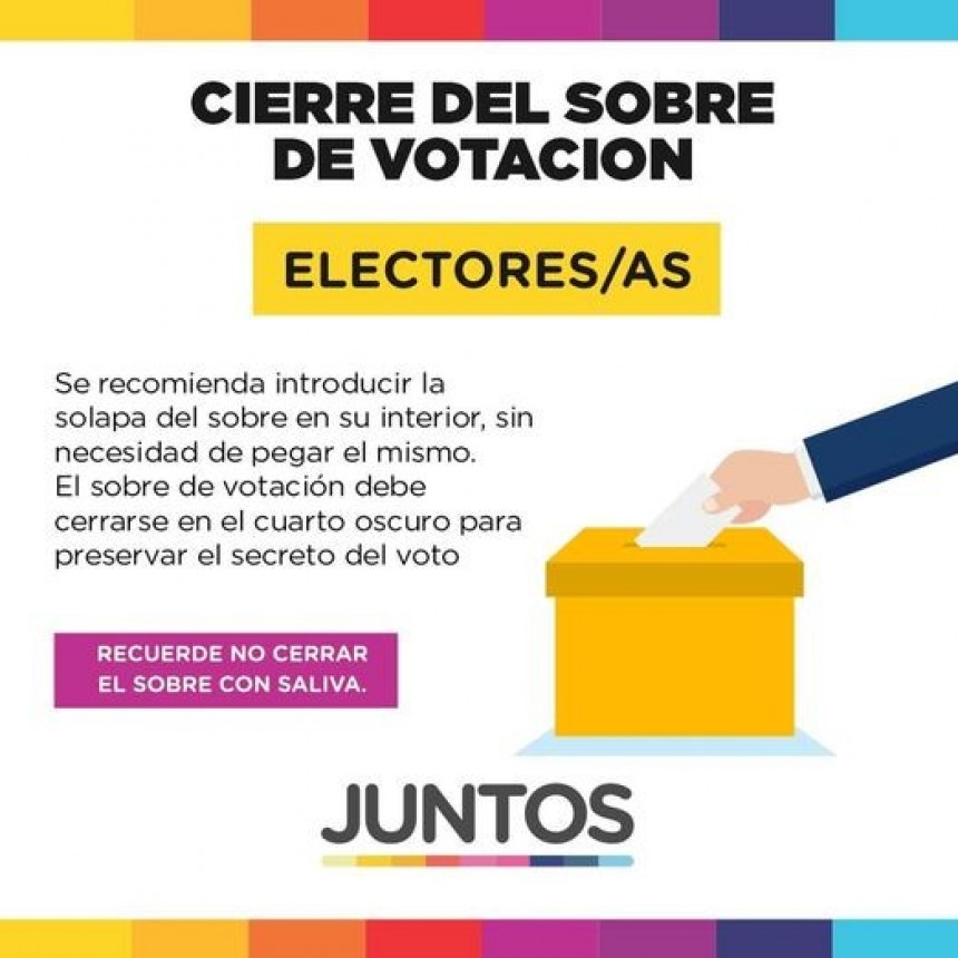 Desde Juntos brindaron recomendaciones sobre cómo cerrar el sobre de votación